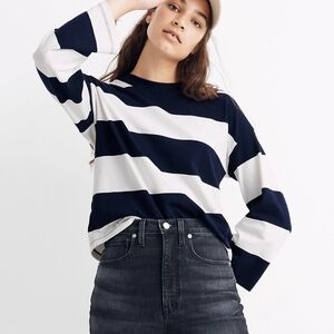 Madewell Easy Crop Long-Sleeve Tee In Rugby Stripe